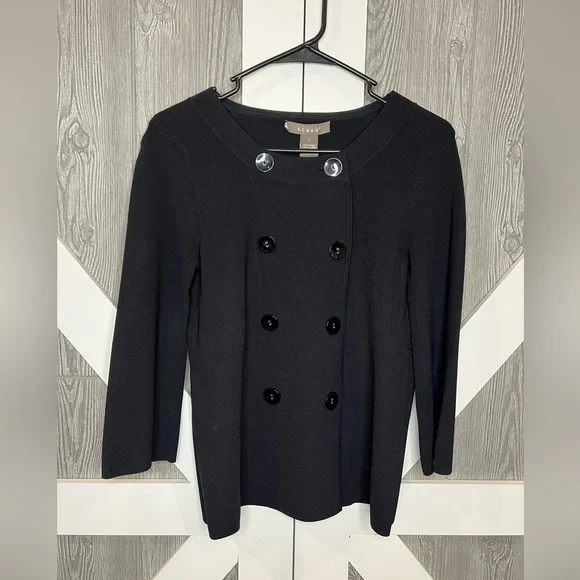 B15.22 KENAR Double Breasted Elegant Sweater/Blazer Black Small S - Picture 4 of 5